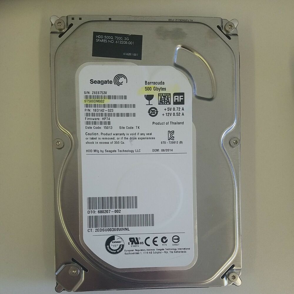 Seagate Barracuda 500GB Internal 7200RPM 3.5" (ST500DM002) H D Spares No. 613208